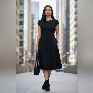 J. Crew Classic Black Midi Dress